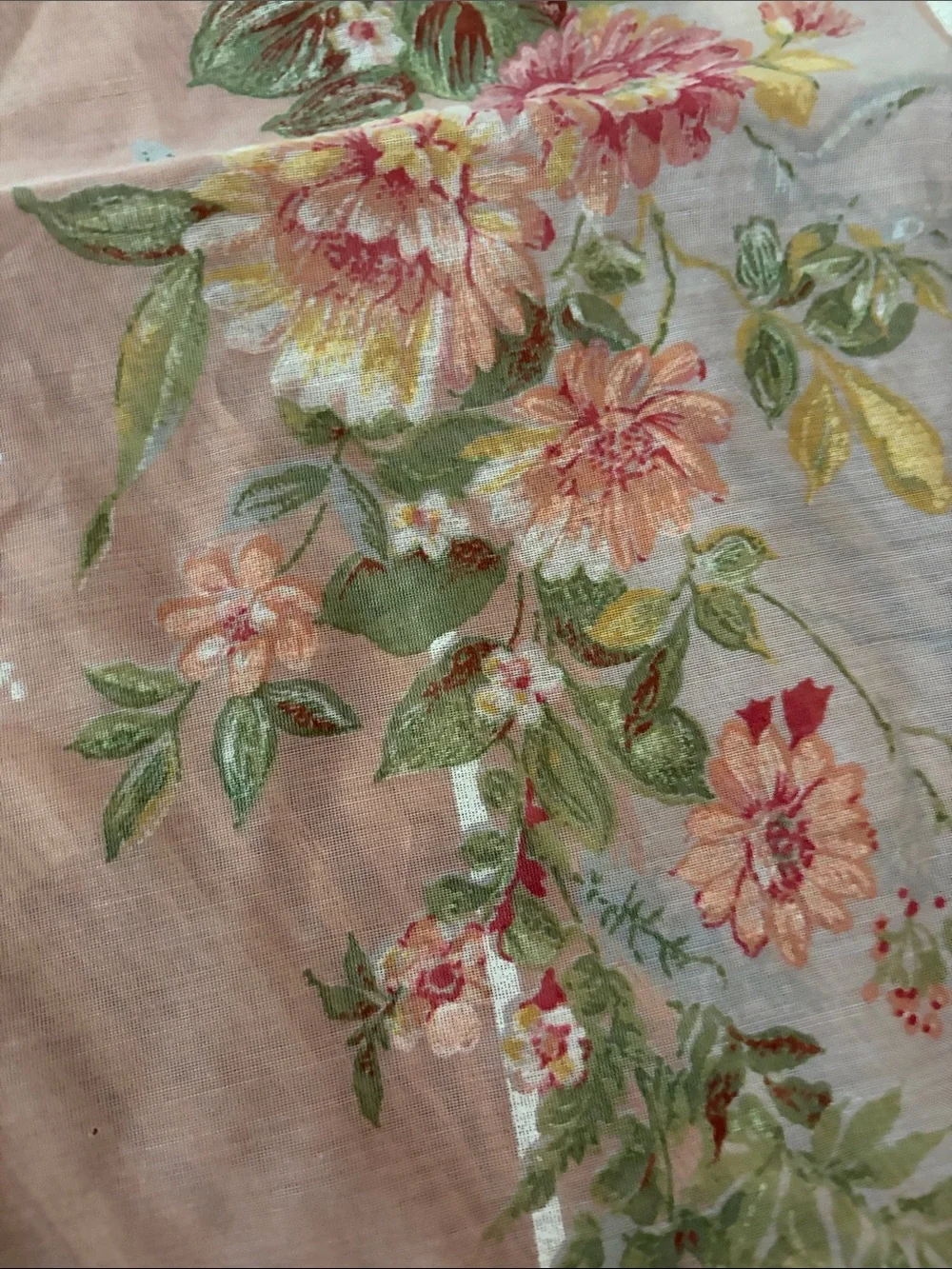 Floral Blush Pink Stripe Curtain Panel - Romantic Drapery